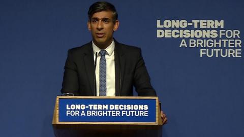 UK Prime Minister Rishi Sunak gives a speech on AI's potential use in the UK