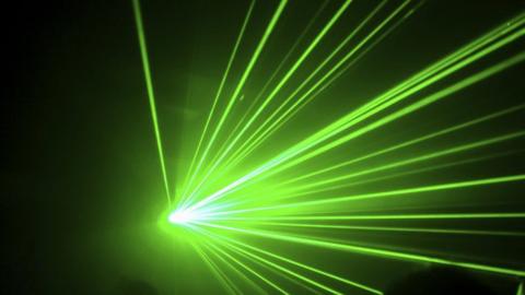 A green laser being shone