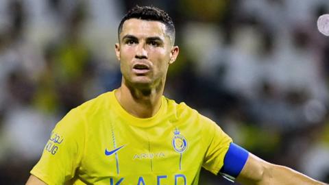 Cristiano Ronaldo playing for Al-Nassr against Al Fateh