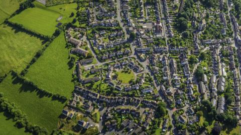 Aerial view of a rural development