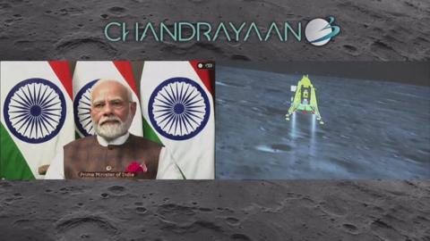 Prime Minister Narendra Modi watches the live simulation