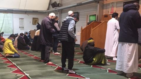 Congregation in Paris Pantin mosque, now closed by French authorities, 20 Oct 20