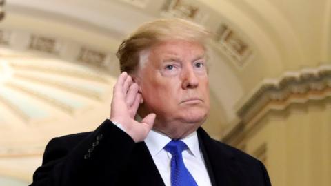 Donald Trump with Senate Majority Leader Mitch McConnell, who declined to comment on the remarks