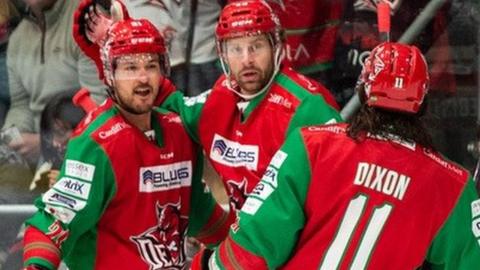 Cardiff Devils celebrate a goal during their win against Fife Flyers