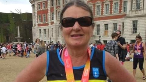 Helen McCann in her London Marathon running gear
