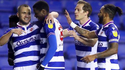 George Puscas celebrates his goal for Reading against Blackburn