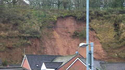 Landslide in Mansfield in December 2020