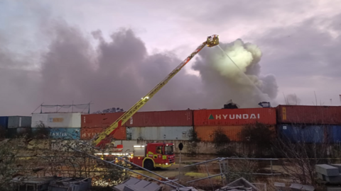 Fire at a recycling yard in Silvertown