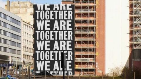 Proposed artwork reading We Are Together on Regian House
