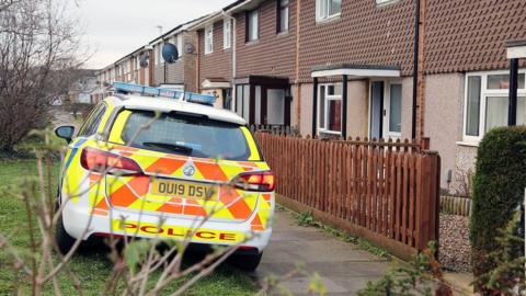 Police car outside house in Biggleswade