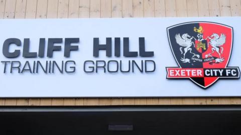 Entrance sign for Exeter City's Cliff Hill training ground