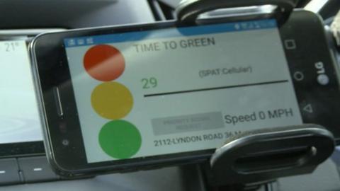 The app lets drivers know when the lights will change