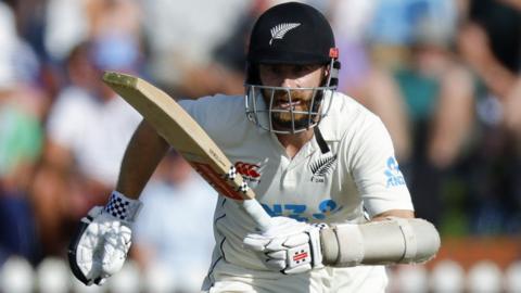 Kane Williamson bats during the second Test against England