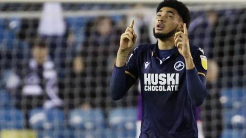 Tyler Burey celebrates Millwall's second goal against QPR