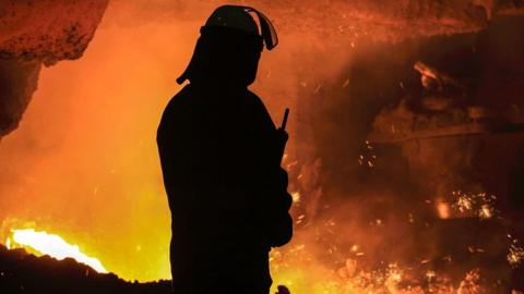 Steel production at British Steel's Scunthorpe plant