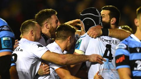 Ospreys players celebrate