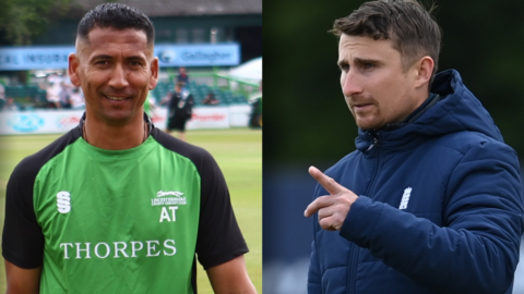 Split image of Leicestershire coach Alfonso Thomas (l to r) and James Taylor