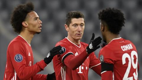 Leroy Sane, Robert Lewandowski and Kingsley Coman