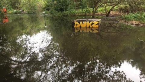 Flooding from burst pipe on Hackney Marshes