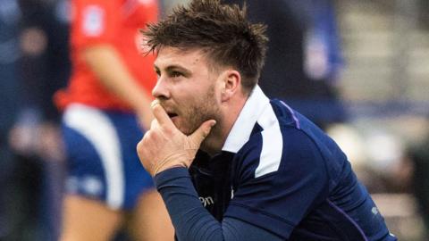 Scotland's Ali Price shows his frustration against France