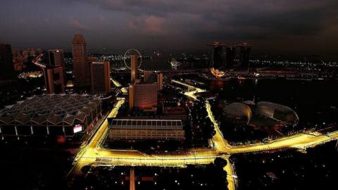 A view of the F1 Marina Bay street circuit