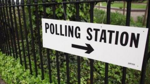 Polling station sign