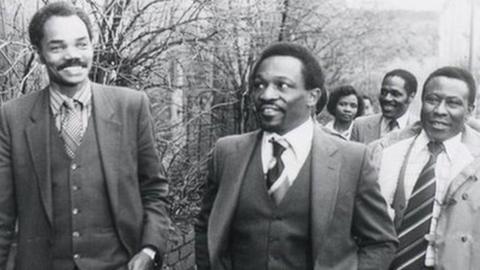 Prince Brown (left), Roy Hackett (right) and other campaigners in Bristol