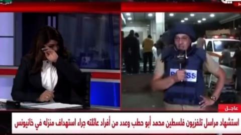 Presenter in studio and reporter on location cry after hearing Gaza journalist killed