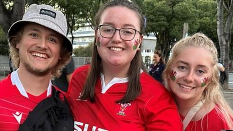 Photo of Welsh rugby fans in France