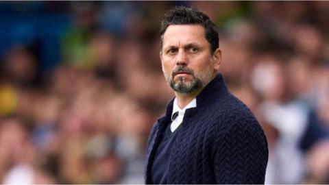 Cardiff City manager Erol Bulut looks on against Leeds United at Elland Road