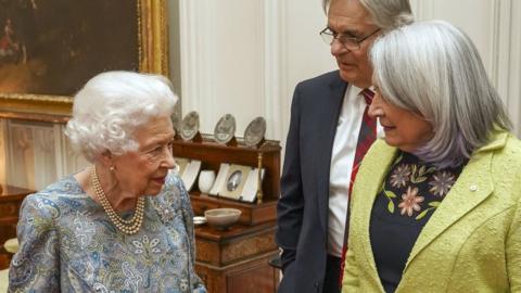 The Queen with Mary Simon and husband Whit Fraser