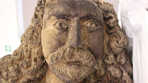 Close-up of Samson's restored face