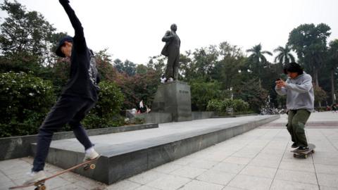 Skateboarders in Hanoi, 23 January