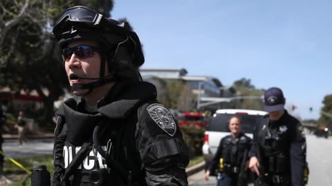 Officers outside YouTube HQ