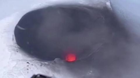 View of the crater of the Villarrica volcano