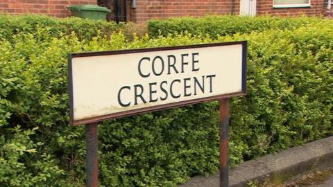Sign at Corfe Crescent, Billingham