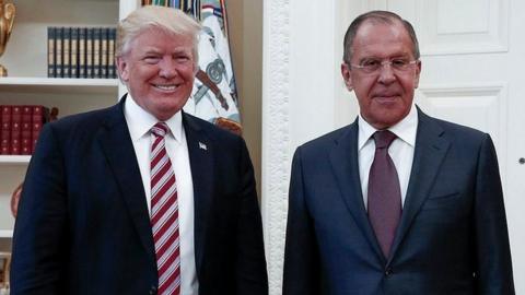 Russian foreign ministry handout photo of Trump and Lavrov on 10 May 2017