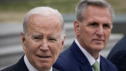 President Biden and Speaker McCarthy at an event in March