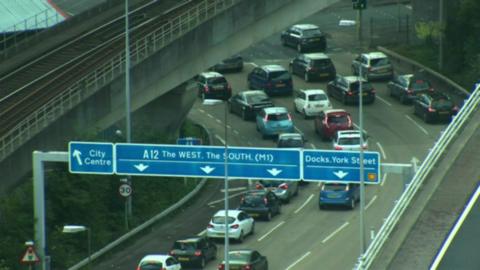 Traffic on a road in Belfast