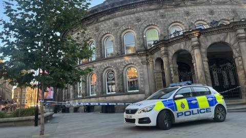 Police outside Corn Exchange in Leeds