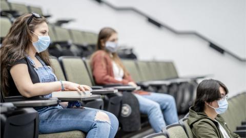 Students wearing masks