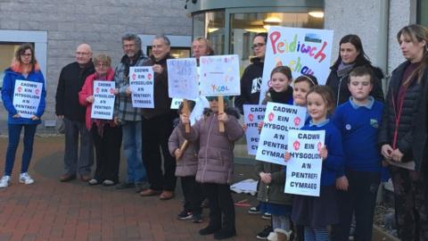 Protest against the closure of Ysgol Gymuned Bodffordd, Anglesey