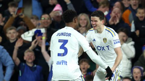 Sam Byram celebrates Leeds' first goal