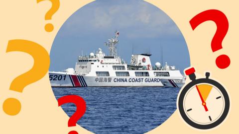 A ship from the nation in question alongside a China Coast Guard vessel