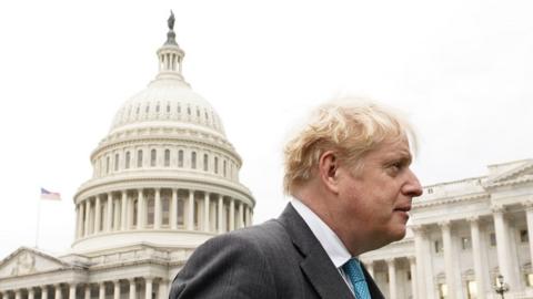 Boris Johnson outside the Capitol Building in Washington