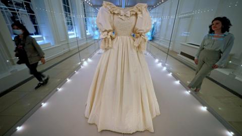 The Princess of Wales' wedding dress on display at Kensington Palace