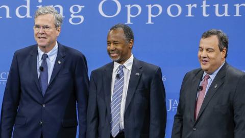 Jeb Bush, Ben Carson and Chris Christie attend the Kemp Forum on Expanding Opportunity.