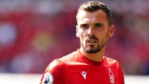 Harry Toffolo playing for Nottingham Forest