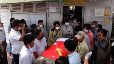 The funeral of Kyaw Win Maung, who was shot and killed during a protest against the military coup, in Mandalay