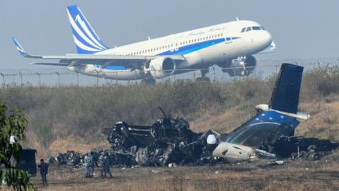 Plane crash site in Kathmandu